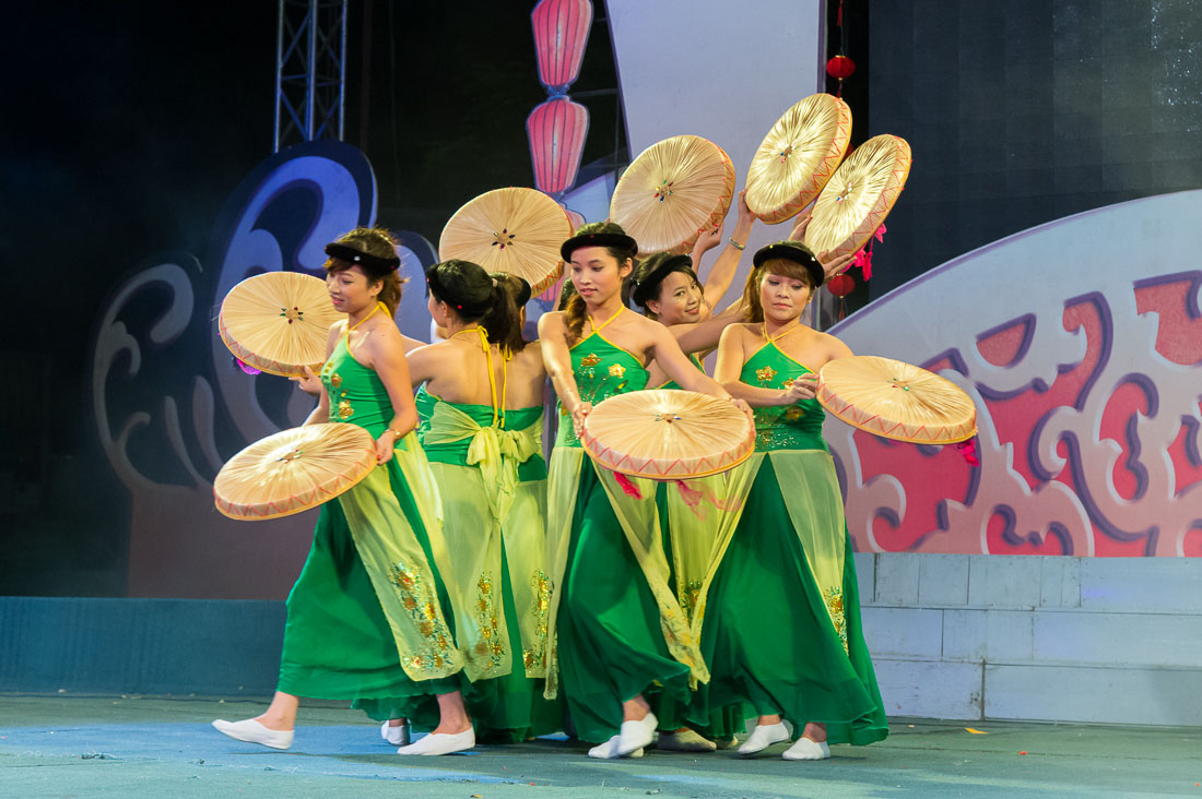 Folkloristic dances for 2014 lunar New Year Tet celebration, Hoi An, Quang Nam Province, Viet Nam, Indochina, South East Asia.