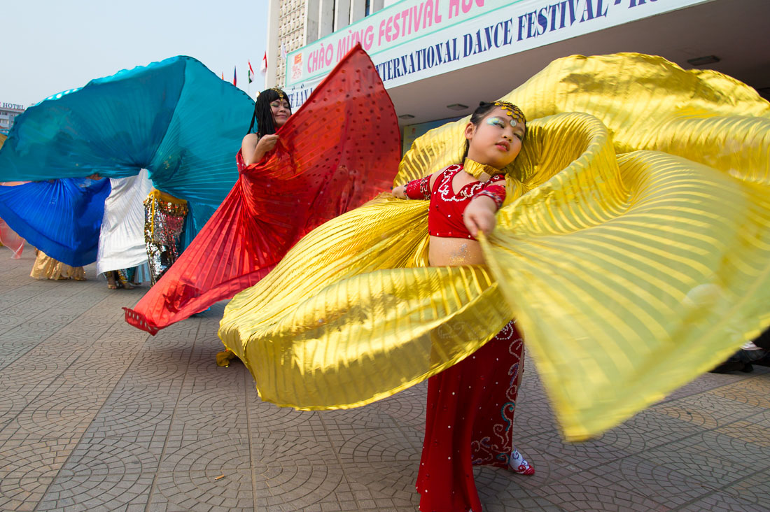 Artistic street parade during the Hue Festival 2014, Thua ThienâHue Province, Viet Nam, Indochina, South East Asia.