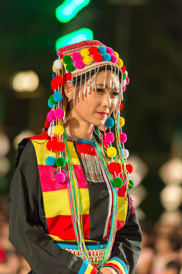 Vietnamese model wearing a Mongolian traditional costume during the Oriental Night at Hue Festival 2014, Thua ThienâHue Province, Viet Nam, Indochina, South East Asia.