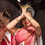 Performing a traditional dance wearing Thai costumes, Chiang Mai, Kingdom of Thailand, Indochina, South East Asia.