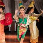 Performing a traditional dance wearing Thai costumes, Chiang Mai, Kingdom of Thailand, Indochina, South East Asia.