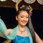 Performing a traditional dance wearing Thai costumes, Chiang Mai, Kingdom of Thailand, Indochina, South East Asia.