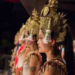 Performing the traditional Apsara dance wearing the classical Cambodian costume, Siem Reap, Kingdom of Cambodia, Indochina, South East Asia.