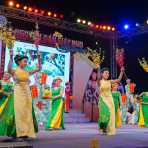 Folkloristic dances for 2014 lunar New Year Tet celebration, Hoi An, Quang Nam Province, Viet Nam, Indochina, South East Asia.