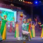 Folkloristic dances for 2014 lunar New Year Tet celebration, Hoi An, Quang Nam Province, Viet Nam, Indochina, South East Asia.