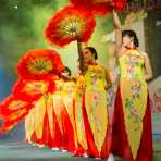 Folkloristic dances for 2014 lunar New Year Tet celebration, Hoi An, Quang Nam Province, Viet Nam, Indochina, South East Asia.