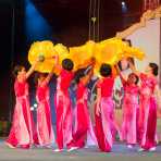 Folkloristic dances for 2014 lunar New Year Tet celebration, Hoi An, Quang Nam Province, Viet Nam, Indochina, South East Asia.