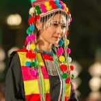 Vietnamese model wearing a Mongolian traditional costume during the Oriental Night at Hue Festival 2014, Thua ThienâHue Province, Viet Nam, Indochina, South East Asia.