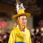 Vietnamese model wearing a Korean traditional costume during the Oriental Night at Hue Festival 2014, Thua ThienâHue Province, Viet Nam, Indochina, South East Asia.