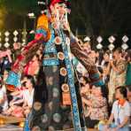 Vietnamese model wearing a Mongolian traditional costume during the Oriental Night at Hue Festival 2014, Thua ThienâHue Province, Viet Nam, Indochina, South East Asia.