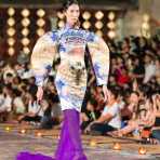 Model wearing a  Vietnamese dress during the Oriental Night at Hue Festival 2014, Thua ThienâHue Province, Viet Nam, Indochina, South East Asia.