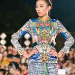 Model wearing a  Vietnamese dress during the Oriental Night at Hue Festival 2014, Thua ThienâHue Province, Viet Nam, Indochina, South East Asia.