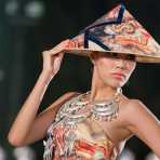 Model wearing a  Vietnamese dress during the Oriental Night at Hue Festival 2014, Thua ThienâHue Province, Viet Nam, Indochina, South East Asia.