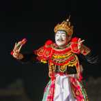 Indonesian artist wearing traditional costume with mask, performing at the Hue Festival 2014, Thua ThienâHue Province, Viet Nam, Indochina, South East Asia.