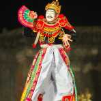 Indonesian artist wearing traditional costume with mask, performing at the Hue Festival 2014, Thua ThienâHue Province, Viet Nam, Indochina, South East Asia.