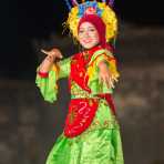Indonesian artist wearing traditional costume performing at the Hue Festival 2014, Thua ThienâHue Province, Viet Nam, Indochina, South East Asia.