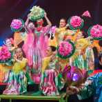 Vietnamese artists wearing the traditional dress, the ao dai, performing at Hue Festival 2014, Thua ThienâHue Province, Viet Nam, Indochina, South East Asia.