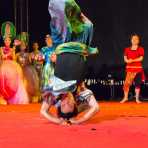 Vietnamese artists performing a rap dance at Hue Festival 2014, Thua ThienâHue Province, Viet Nam, Indochina, South East Asia.