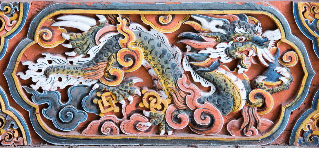 Buddhist ornaments at the Punakha Dzong temple, King of Bhutan, Asia