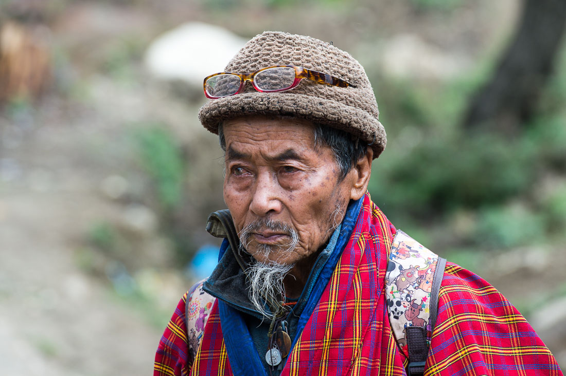 Old man from the countryside, Kingdom of Bhutan, Asia