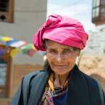 Old woman in the countryside, Kingdom of Bhutan, Asia