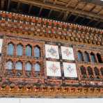 Traditional Bhutanese windows at Punakha Dzong, Kingdom of Bhutan, Asia