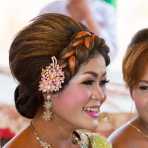 The bride at the wedding cerimony in rural Cambodia, wearing the traditional costume. Kingdom of cambodia, Indochina, South East Asia