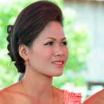 The bridesmades at the wedding cerimony in rural Cambodia, wearing the traditional costume. Kingdom of Cambodia, Indochina, South East Asia