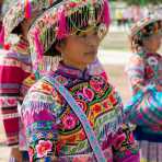 A woman from the Miao ethnic minority people wearing the traditional costume. Mao Jie village, Wuding County, Yunnan Province, China, Asia. Nikon D4, 24-120mm, f/4.0, VR