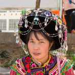 A colorful hat part of the traditional costume worn by the women from the Miao ethnic minority people. Mao Jie village, Wuding County, Yunnan Province, China, Asia. Nikon D4, 24-120mm, f/4.0, VR