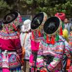 Women from the Miao ethnic minority people iwearing the traditional costume. Mao Jie village, Wuding County, Yunnan Province, China, Asia. Nikon D4, 24-120mm, f/4.0, VR