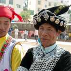 Colorful hats part of the traditional costumes worn by the men from the Yi ethnic minority people. Mao Jie village, Wuding County, Yunnan Province, China, Asia. Nikon D4, 24-120mm, f/4.0, VR