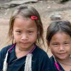 Young girls from the Lanten people ethnic minority, Thaluang village, Luang Namtha province, Lao PDR, Indochina, South East Asia.