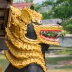Buddhist statue of sacred figure, a lion,  in Muang Ngeun pagoda, Sainyabuli province. Lao PDR, Laos, Indochina, South East Asia