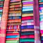 Colorful waistbands for the traditional skirts used by Laotian women, Luang Prabang, Lao PDR, Indochina, SDouth East Asia