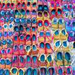 Colorful booties at the market in Luang Prabang, Lao PDR, Indochina, South East Asia