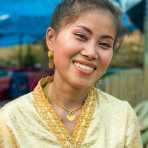 Wedding in the countryside, bride wearing traditional costume. Lao PDR, Laos, Indochina, South East Asia.