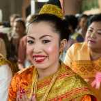 The bride, in full traditional Lao costume, during the wedding cerimony, Ving Keo Ban, Sainyabuli province. Lao PDR, Laos, Indochina, South East Asia