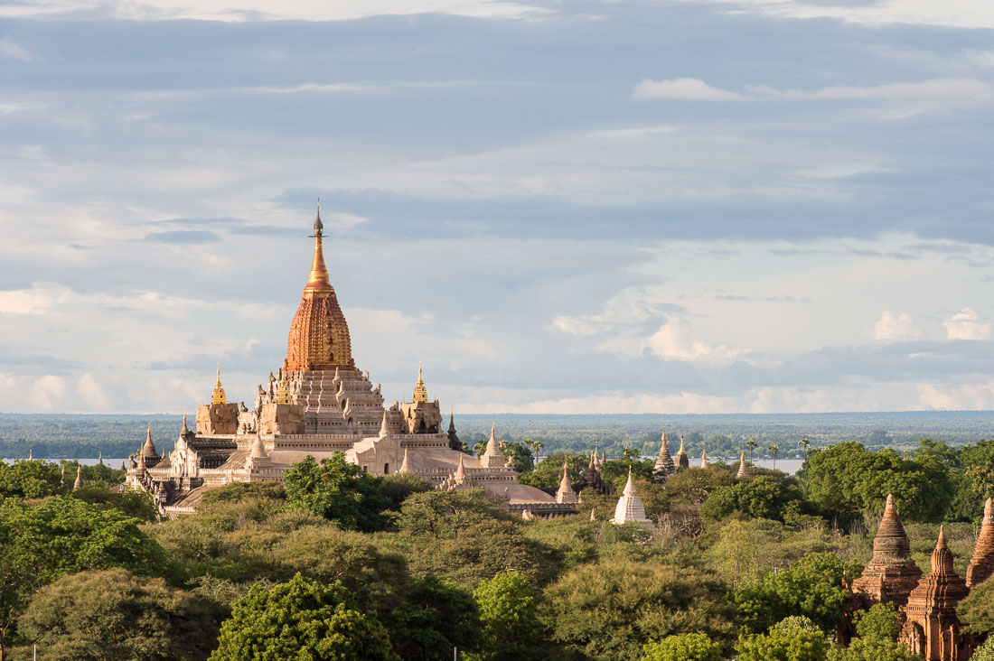 A view of ancient Buddhist temples in Bagan, Mandalay Province, Myanmar, Indochina, South East Asia.