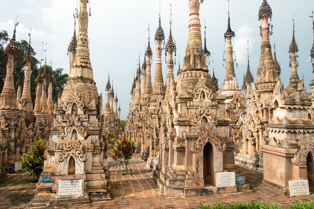 More than 2,000 stupas from 12th century at Kakku, Shan State, Myanmar, Indochina, South East Asia.