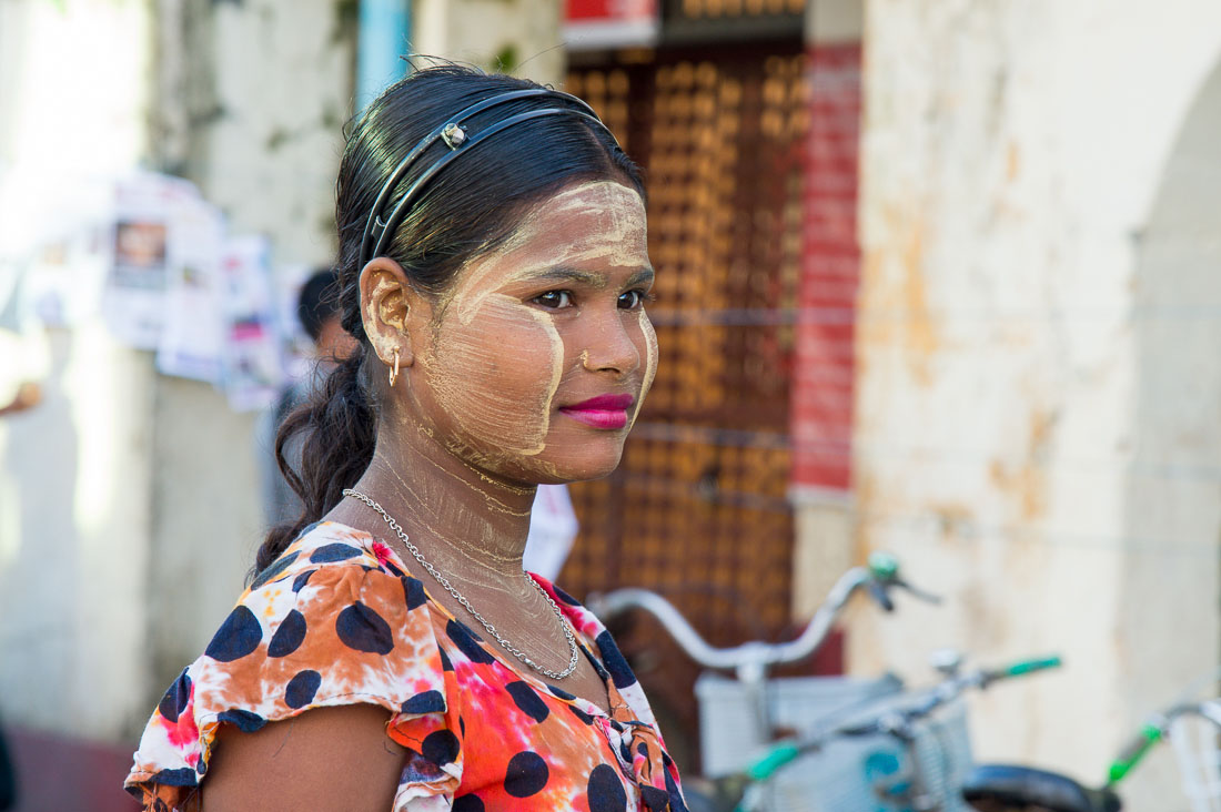 Beautiful girl at the market in Sittwe, Rakhine State, Myanmar, Indochina, South Easr Asia.