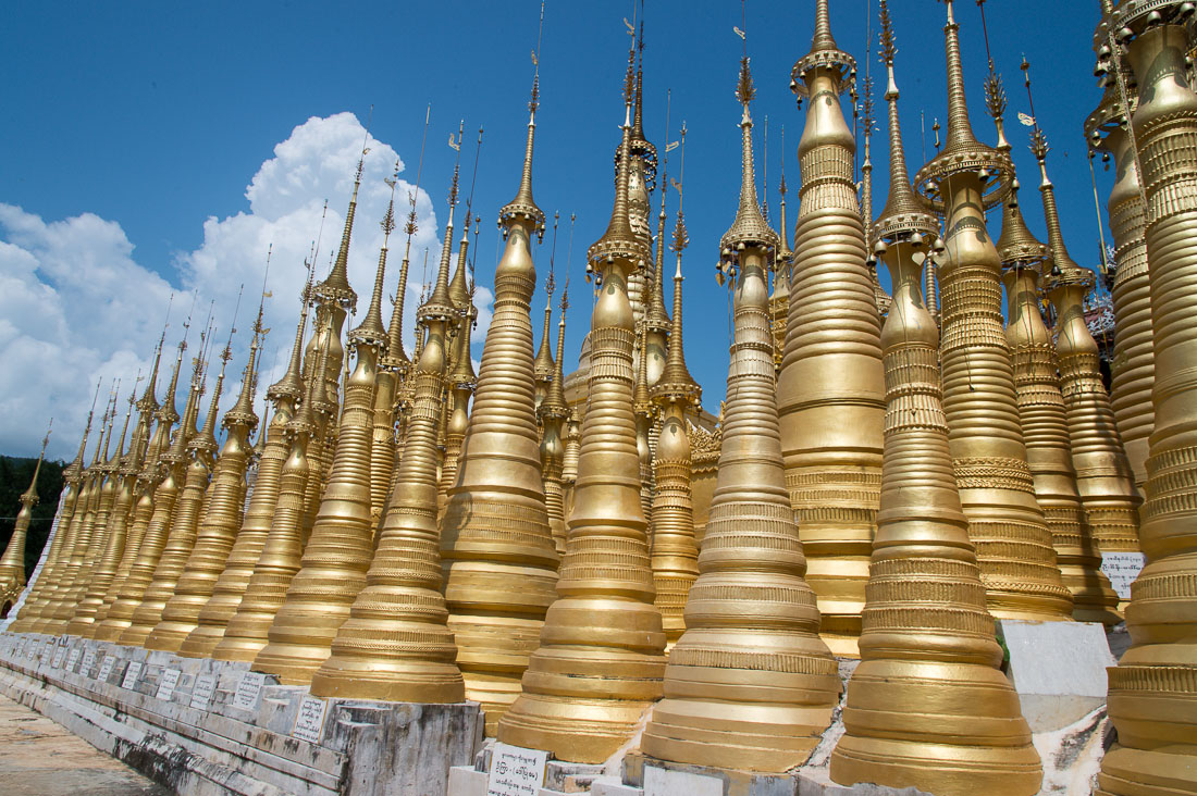 Stupas at Shweindein pagoda, Inle lake, Shan State, Myanmar, Indochina, South East Asua