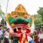 Traditional figure dancing during popular celebration  in Manhua Village, Myanmar, Indochina, South East Asia