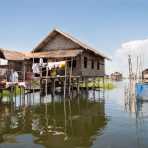 Homes on stilt at Inle Lake, Shan State, Myanmar, Indochina, South East Asia.