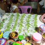 Paan: betel leaves with areca nuts, lime and tobacco most of the people in Asia are addicted to chew. Chinatown, Yangon, Myanmar, Indochina, South EasrtAsia.