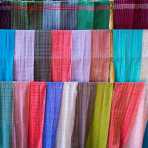 Colorful cotton weaved scarves, Inle Lake, Shan State, Myanmar, Indochina, South East Asia.