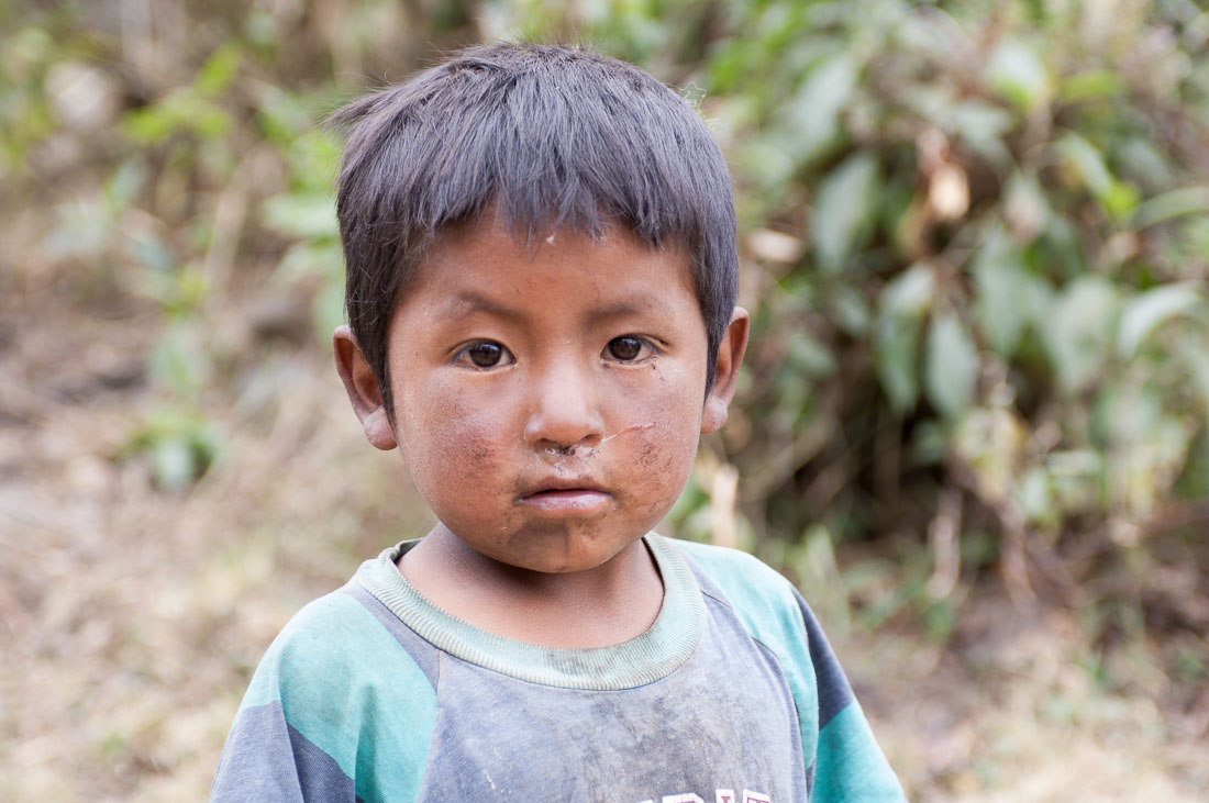 Child from the high elevation of the Cordillera Blanca, Peru, South America