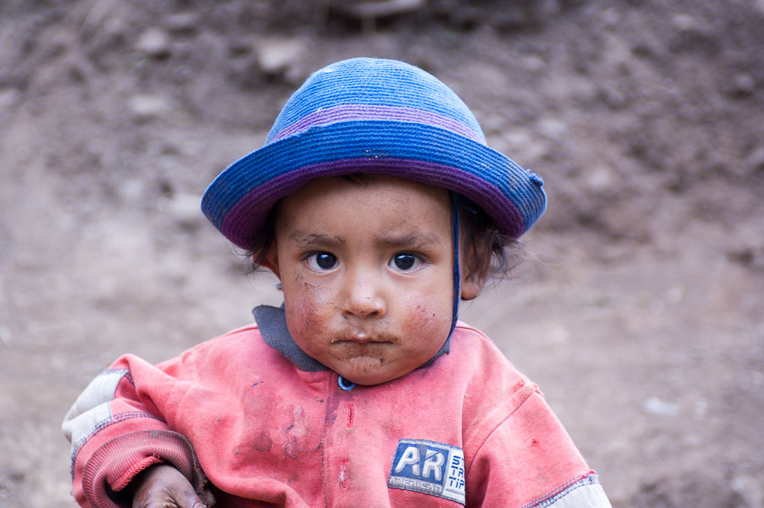 Child from the high elevation of the Cordillera Blanca, Peru, South America