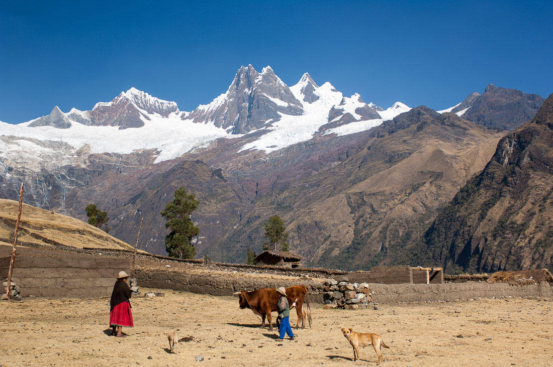 The massif of Taulliraju, with its high peaks, Cordillera Blanca, Peru, South America