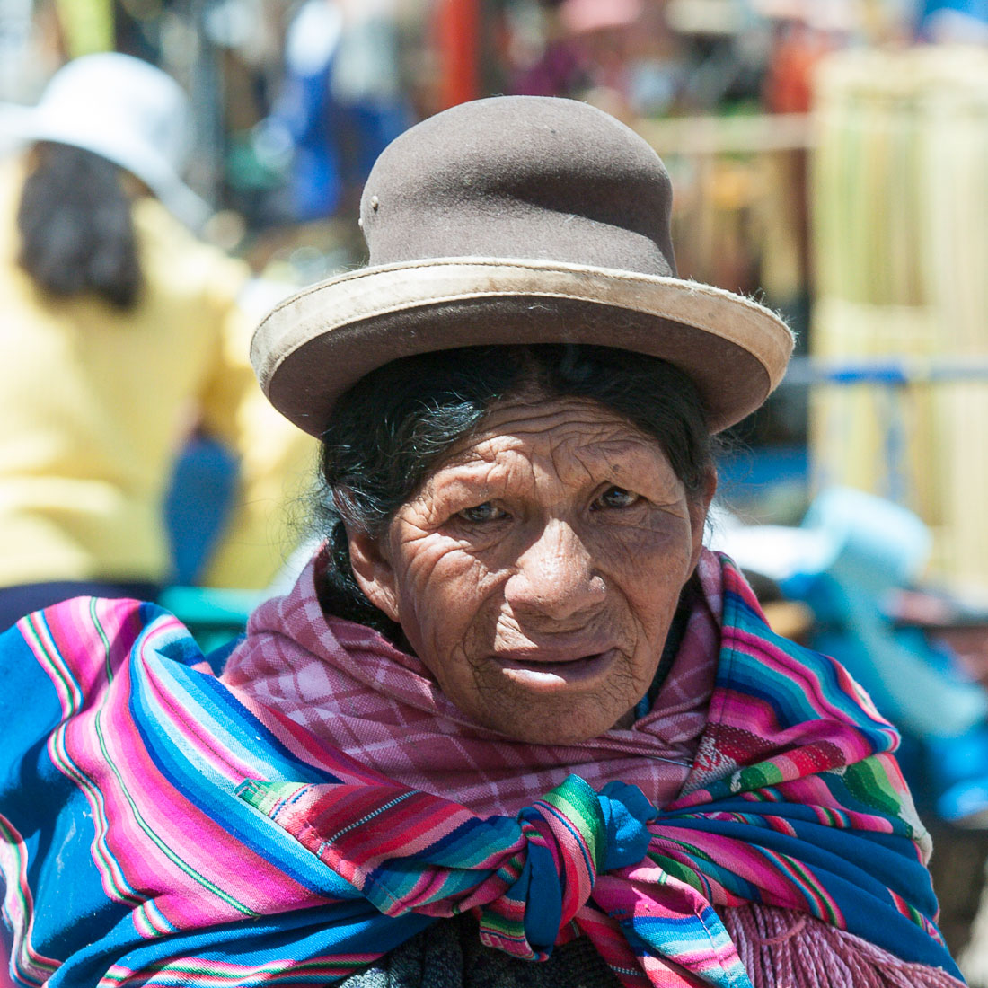 Woman wearing   traditional hat, Juliaca, Peru, South America